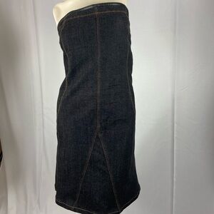 Gianfranco Ferre Size 44 Strapless Charcoal Denim Dress